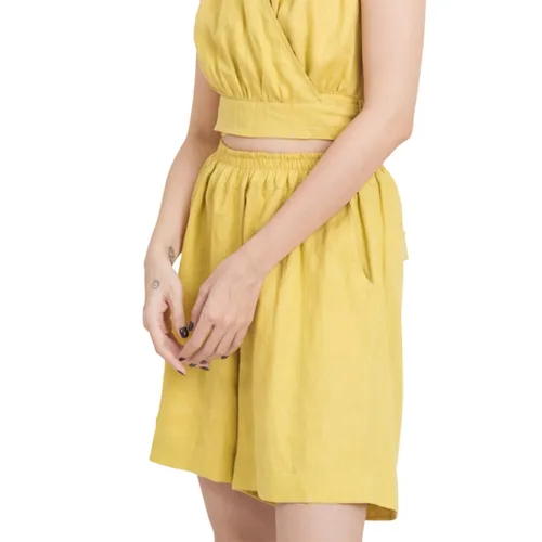 Quần Short Linen Nữ F2 Fashion & Freedom Brighter Day QS58-V-S-1121 Màu Vàng Size S