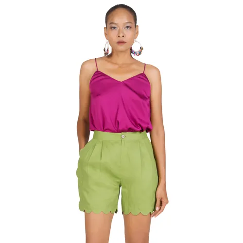 Quần Short Nữ F2 Fashion & Freedom New Linen New Horizon QS62-XC-S-0322 Màu Xanh Cốm Size S