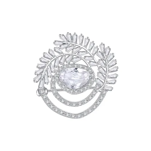 Cài Áo Nữ Meri Crystal Shine BR21 Màu Bạc