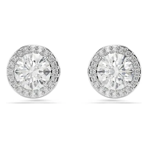 Khuyên Tai Nữ Swarovski Una Angelic Stud Earrings Round Cut, Pavé, White, Rhodium Plated 5636269 Màu Bạc