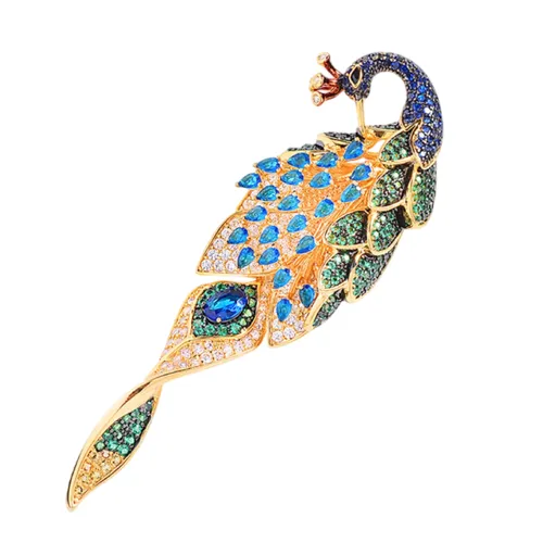 Cài Áo Nữ Meri Peacock Splendor BR24 Màu Vàng