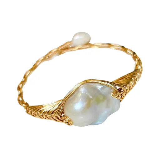Vòng Đeo Tay Nữ Jessica Pearl Baroque Pearl JB24 Màu Vàng/Trắng