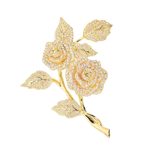 Cài Áo Nữ Meri Rose Duet BR26 Màu Vàng