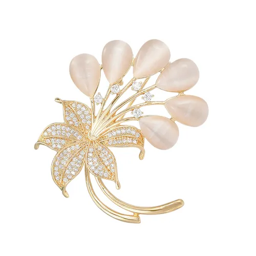 Cài Áo Nữ Meri Moonlit Bloom BR59 Màu Vàng Gold