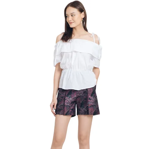 Quần Short Nữ F2 Fashion & Freedom Purple Brocade Shorts With Ethnic Pattern QS51-TC-S-1021 Màu Tím Size S