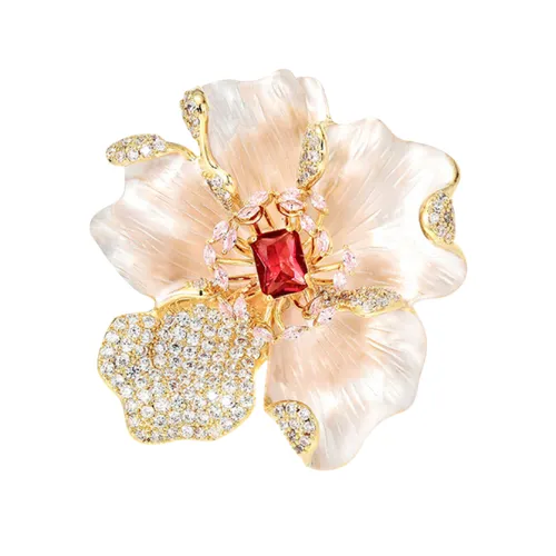 Cài Áo Nữ Meri Crimson Bloom BR40 Màu Vàng Gold