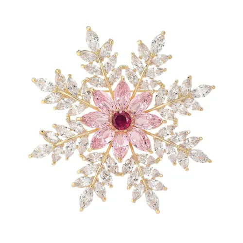 Cài Áo Nữ Meri Blush Snowflake BR42 Màu Vàng Phối Trắng