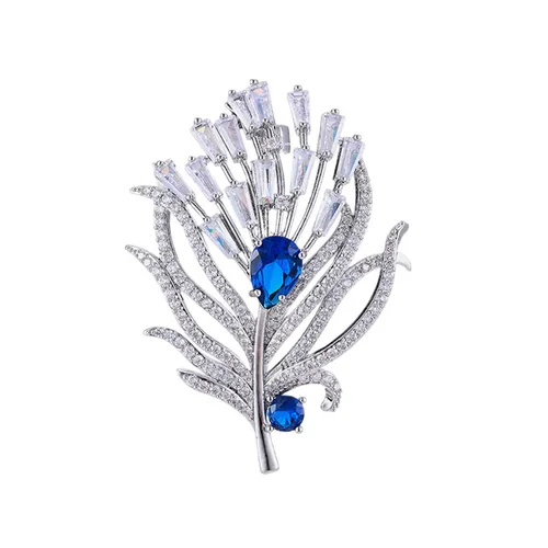 Cài Áo Nữ Meri Azure Feather BR84 Màu Trắng Xanh