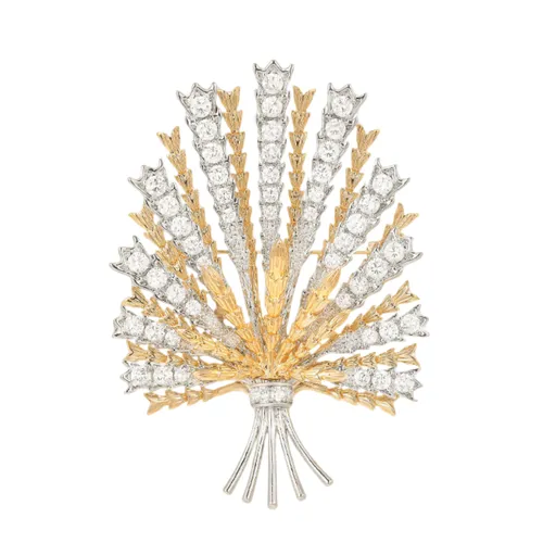 Cài Áo Nữ Meri Autumn Sheaf BR44 Màu Vàng Phối Bạc