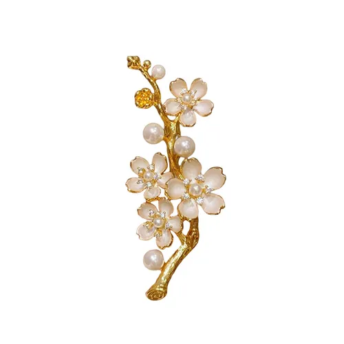Cài Áo Nữ Meri Pearl Apricot Sprig BR108 Màu Vàng/Trắng
