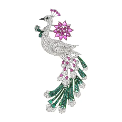 Cài Áo Nữ Meri Peacock Bloom BR49 Màu Bạc