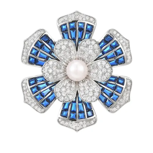 Cài Áo Nữ Meri Blue Petal BR50 Màu Xanh Bạc