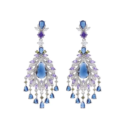 Khuyên Tai Nữ Kya Jewel Luminous Plume KE28 Màu Xanh Tím