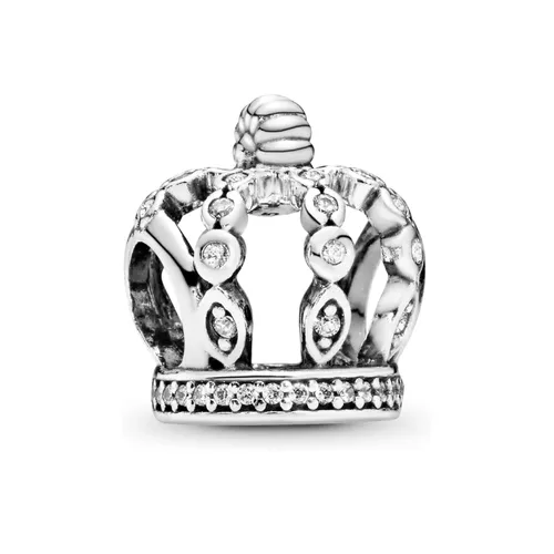 Hạt Vòng Charm Pandora Crown Silver Charm With Clear Cubic Zirconia 792058 Màu Bạc