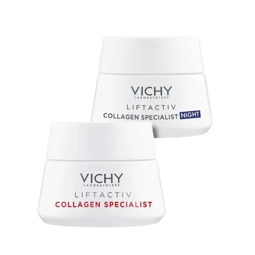 Combo Kem Dưỡng Ngày Và Đêm Hỗ Trợ Trẻ Hóa Da Vichy Liftactiv Collagen Specialist 16 (2 x 15ml)