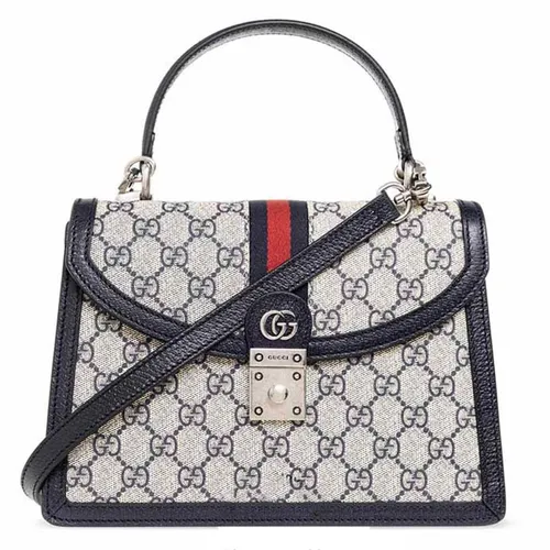 Túi Xách Nữ Gucci GG Ophidia Supreme GC323 Top Handle Bag Màu Be Xanh