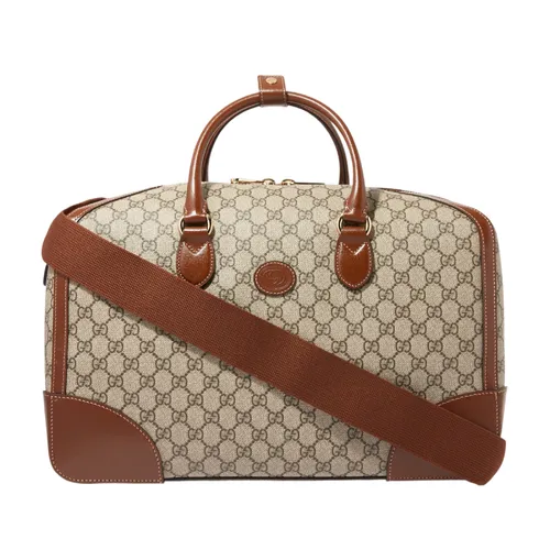 Túi Du Lịch Gucci Interlocking G Duffle Bag In GG Supreme Canvas Màu Nâu Be