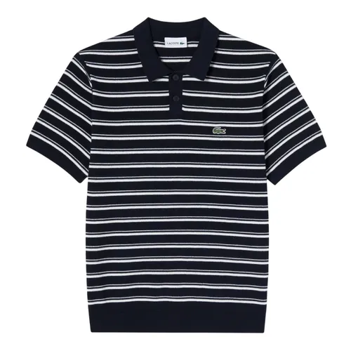 Áo Polo Nam Lacoste Multi-Stripe Bouclé-Mix Short-Sleeve Sweater PH578E 166 Màu Xanh Navy Size 5