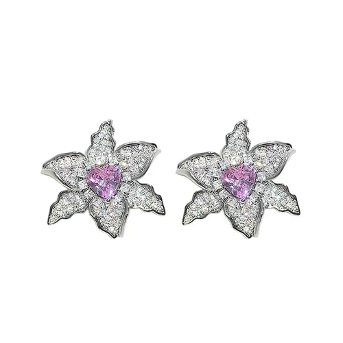 Khuyên Tai Nữ Kya Jewel Heart Of Blossom KE21 Màu Tím/Trắng