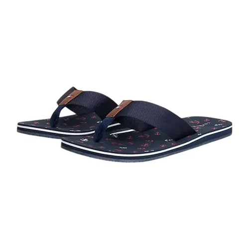 Dép Xỏ Ngón Nam Tommy Hilfiger Flip Flop Sandal Màu Xanh Navy Size 39