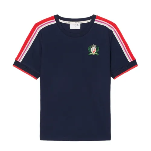 Áo Thun Nữ Lacoste Made In France Textured Piqué T-Shirt TF9630-166 Màu Xanh Navy Size 34