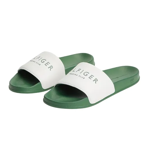 Dép Nam Tommy Hilfiger Logo Pool Slides FM0FM05898Z00 Màu Xanh/Trắng Size 39
