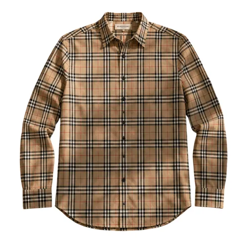 Áo Sơ Mi Dài Tay Nam Burberry Long Sleeve Shirt Camel 3774278 Màu Nâu Caramel Size M