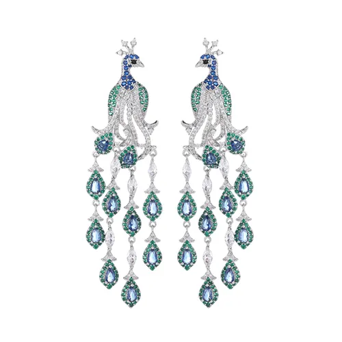 Khuyên Tai Nữ Kya Jewel Peacock Serenade KE24 Màu Bạc/Xanh