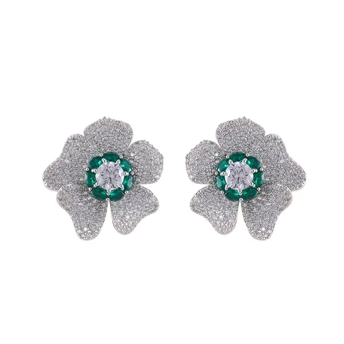 Khuyên Tai Nữ Kya Jewel Windblown Anemone KE25-L Màu Xanh Lá/Trắng
