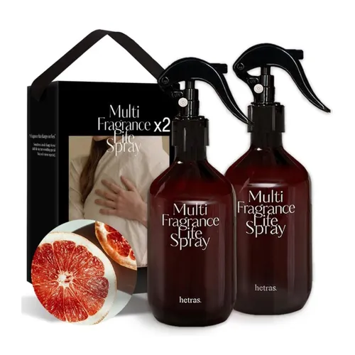Set Xịt Thơm Đa Năng Hetras Multi Fragrance Life Spray Grapefruit (300ml x 2)