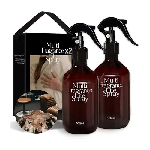 Set Xịt Thơm Đa Năng Hetras Multi Fragrance Life Spray Hotel Wood (300ml x 2)
