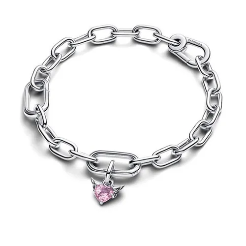 Combo Vòng Đeo Tay + Hạt Vòng Charm Nữ Pandora Winged Heart Dangle Sterling Silver Màu Bạc Hồng