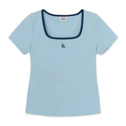 Áo Thun Nữ MLB Basic Squar Neck Slim Fit T-Shirts Los Angeles Dodgers 3FTSB7363-07BLM Màu Xanh Nhạt