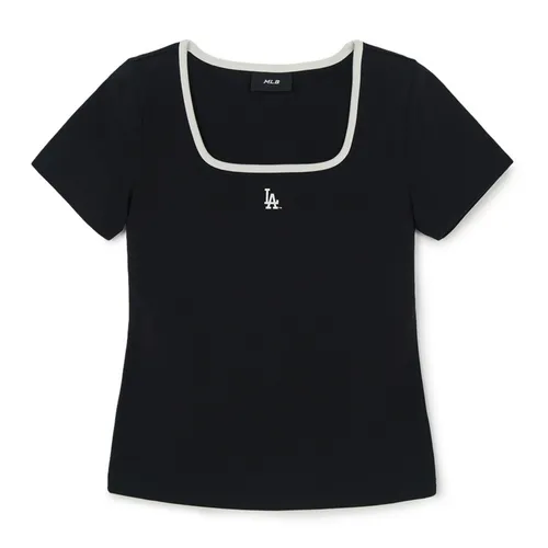 Áo Thun Nữ MLB Basic Squar Neck Slim Fit T-Shirts Los Angeles Dodgers 3FTSB7363-07BKS Màu Đen