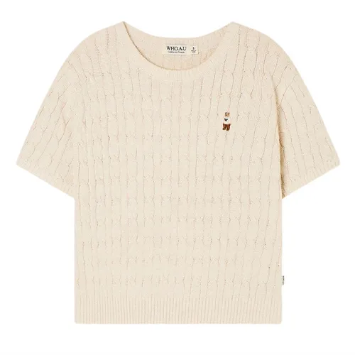 Áo Len Cộc Tay Nữ WHOAU Steve Melange Short Sleeve Sweater&nbsp;WHKAG2412F-33 OATMEALMELANGE-00 Màu Kem