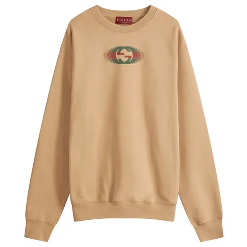 Áo Nỉ Sweater Nam Gucci Logo Crew Neck Sweatshirt 784413 XJGP7 2293 Màu Nâu Size S