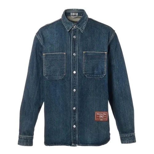 Áo Khoác Jean Nam Dior Denim Jacket 113D585BY513 Màu Xanh Denim Size 38