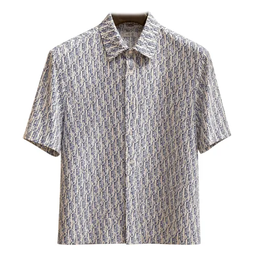 Áo Sơ Mi Nam Dior Blue Shirt With Multiple Letters 193C545A5872 503 Màu Xanh Blue Size 39