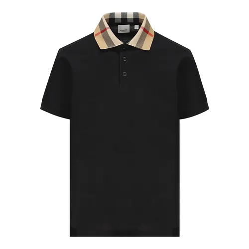 Áo Polo Nam Burberry Check Collar Cotton Shirt 80716211 Màu Đen Size S
