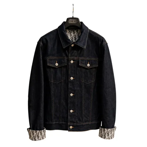 Áo Khoác Jean Nam Dior Denim Jacket 013D482J226X-504 Màu Xanh Đậm Size 48
