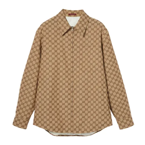 Áo Khoác Nam&nbsp;Gucci GG Canvas Overshirt 794808 ZAF4S 2580 Màu Vàng Size 48