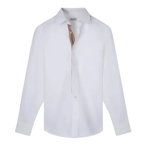 Áo Sơ Mi Dài Tay Nam Burberry Check Shirt Màu Trắng Size S