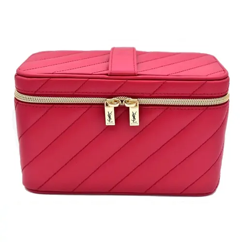 Túi Đựng Mỹ Phẩm Yves Saint Laurent YSL Beauty Gift Red Quilted Makeup Vanity Case Bag Mirror Màu Đỏ