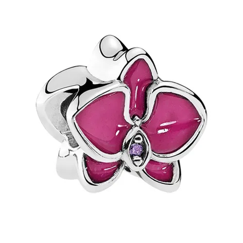 Hạt Vòng Charm Nữ Pandora Retired Radiant Orchid Enamel 792074EN69 Màu Bạc Hồng