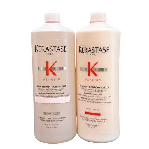 Combo Dầu Gội + Dầu Xả Kérastase Genesis Bain Hydra Fortifiant Shampoo + Fondant Renforcateur (2 x 1000ml)