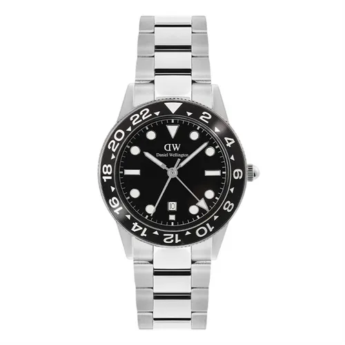 Đồng Hồ Nam Daniel Wellington Iconic GMT Link Black Ceramic Bezel Silver DW00100919 Màu Đen - Bạc