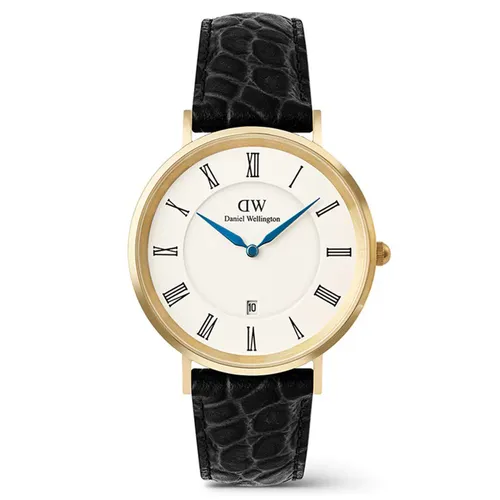 Đồng Hồ Nam Daniel Wellington Classic Roman Numerals Date Black Croc Belly DW00100915 Màu Đen Vàng