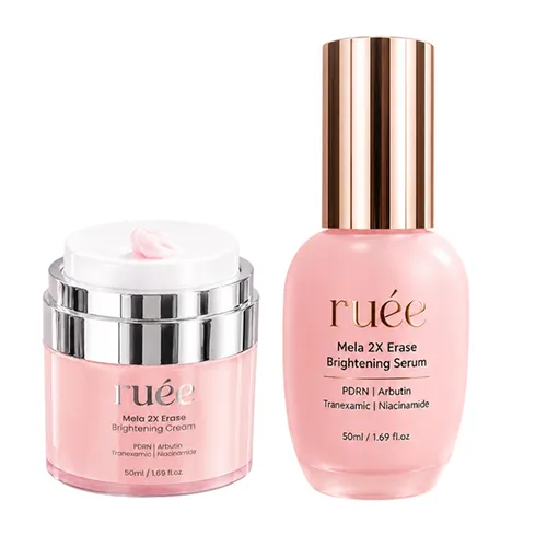 Combo Kem Dưỡng + Serum Sáng Da Rúee Mela 2X Erase Brightening (2 x 50ml)