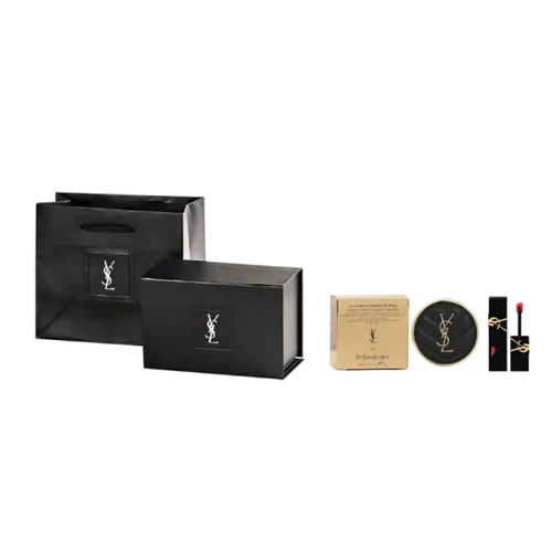 Set Phấn Nước Và Son Môi Yves Saint Laurent YSL Le Encre De Peau Luminous Matte Mini + 202 Coral Sensation Kèm Túi Hộp