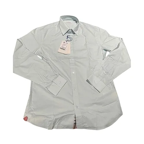 Áo Sơ Mi Nam Burberry Cotton Shirt Màu Xanh Nhạt Size M